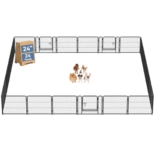 Image of DUMOS Dog Playpen Indoor 24 Inch 24 Panels, Outdoor Metal Pet Fence