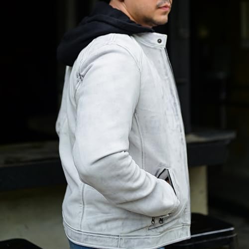 Image of Jild Hooded 2.0 Leather Jacket Men - Genuine Lambskin Leather Bomber Jacket with Removable Hood for Mens Fashion