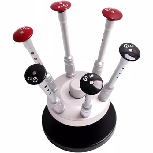 Juego de destornilladores de precisión, herramienta profesional de 6 piezas para reparación de relojes, teléfonos móviles y lentes con base giratoria