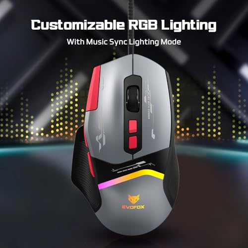 Image of EvoFox Blaze 2 Wired Gaming Mouse | High Performance 1000Hz Polling Rate, Upto 12,800 DPI, RGB Lighting, 8 Programmable Buttons, Software Support with On-Board Memory, Durable Huano Switches
