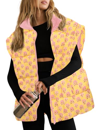 Chaleco acolchado floral de mujer para paseos invernales y escapadas de fin de semana