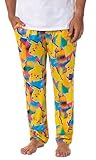 Bioworld Pokemon Men's Pikachu Pajama Pants Allover Character Multicolor Lounge Sleep Bottoms (Medium)