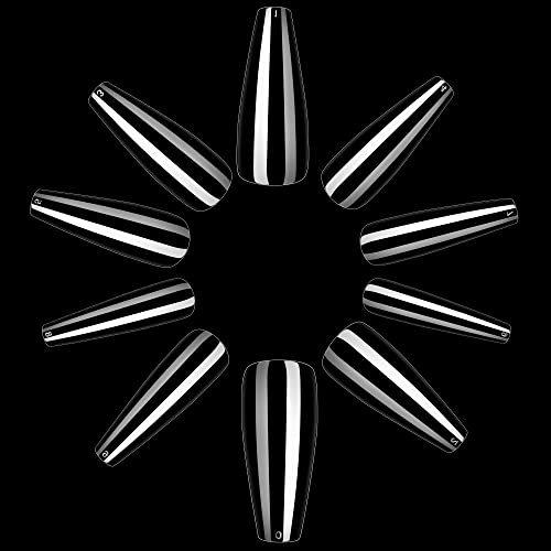 Makartt 40Pcs Nail Glues Bulk For Acrylic Nails With Coffin Nails Tips Bundle, Super False Nail Adhesive Glue For Nail Repair, 500Pcs Clear Full Cover Press On Nails Long Ballerina Nails 10 Sizes #TOP5