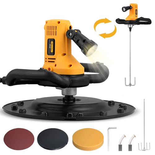 Machine à lisser Hanchen mur avec palette multifonction 1680 W Mélangeur de béton industriel Polisseuse de mortier électrique avec barre d’agitation...