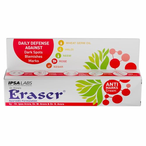 Image of Eraser Ayurvedic Anti Marks & Dark Spots Removal Cream - Unisex (15g) | with Wheat Germ Oil, Haldi, Neem, Rose, Kesar | Dark Circle | Pregnancy Delivery Marks | Pigmentation, Wrinkles | Tan Remover