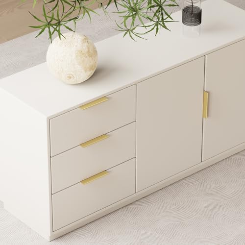 Image of Goldenwarm 25 Pack 3-3 /4in Finger Edge Pulls for Gold Drawer Pulls | Aluminum Alloy, Gold Cabinet Handles, Edge Pulls for Cabinets, Brushed Brass Handles, For Drawers, Dressers, Screws Included