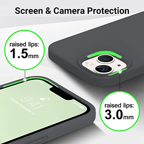 Image of DIZORO Compatible with iPhone 13 Case, Liquid Silicone Case, Full Body Protective Cover, Shockproof, Slim Phone Case, Anti-Scratch Soft Microfiber Lining, (6.1 inch Grey)