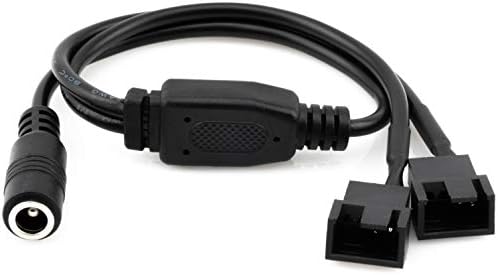 CRJ DC Power Supply Plug to Dual 3-Pin and 4-Pin PC Fan Power Adapter Cable