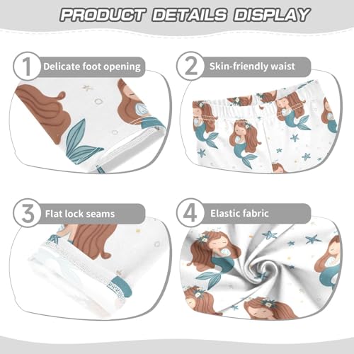 ALAZA Girls' Leggings Children's Yoga Pants Skinny Printed Dance Cute Mermaid White Comfortable 4T2