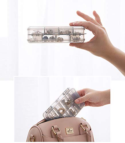 Image of 2 Pcs Clear Plastic Double Layer Jewelry Boxes Organizer Storage Container for Earrings Necklaces Hair Clips Grey