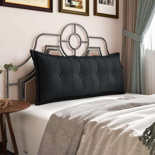 VERCART Large Bolster Headboard Pillow Daybed Pillows Bed Rest Reading Pillow Bed Headboard Pillow Backrest Positioning Support Pillow with Durable Washable Cover, Black, Full