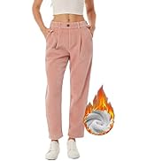 heipeiwa Women's Fleece Lined Corduroy Winter Thermal Grilfriend Boyfriend Casual Pants Warm Trouser