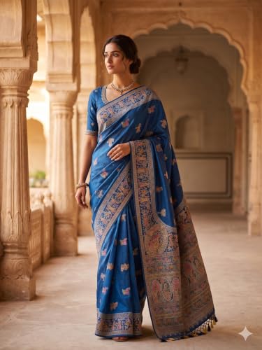 House of Neyvara thread embroidery silk saree in soft silk – image 2