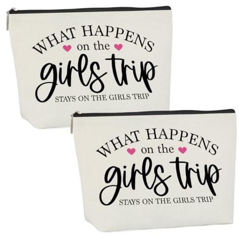 WFDN 2 Pcs Girls Trip Gifts Weekend Gifts for Women Girls Trip Favors Makeup Bag Cosmetic Bag for Female Lady Girl Daughter Friend Coworker Niece Weekend Bag Vacation Christmas Birthday