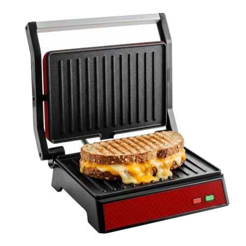OVENTE Electric Panini Press Sandwich Maker with Non-Stick Coated Plates