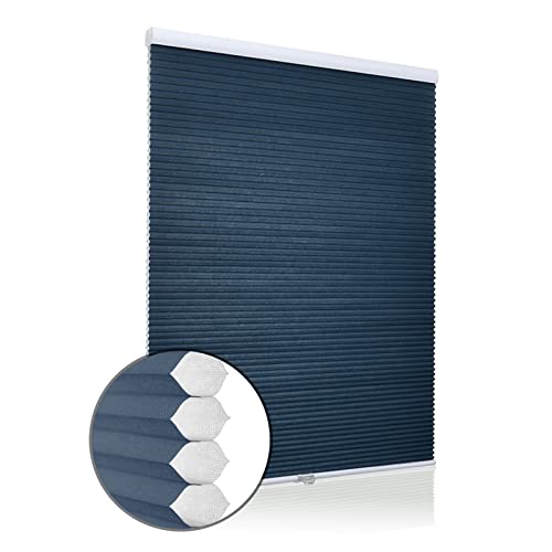 Ygnniu Custom Cordless Cellular Shades Light Filtering Thermal Insulated Honeycomb Blinds Windows Shade, Perfect For Bedroom/Living Room/Office/Nursery, Blue, Custom Size #TOP17