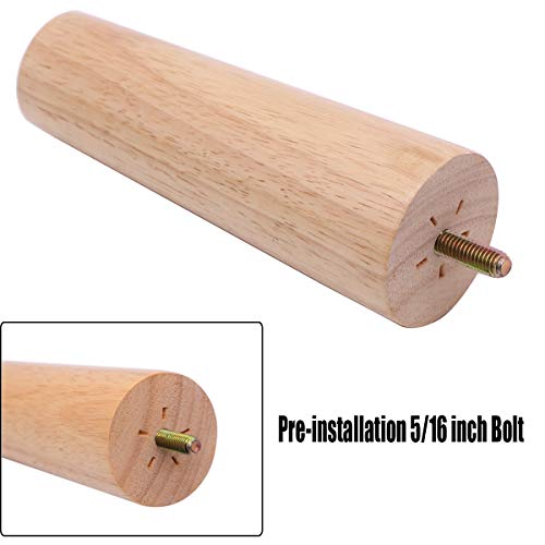 Wood Furniture Legs - 6 Inch Round Mid Century Unfinished Wood Sofa Legs Wooden Replacement Couch Legs For Armchair Coffee Table Cabinet Chair Dresser Ottoman Furniture Feet (Set Of 4) #TOP2