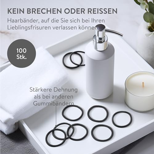 Haargummi Set für Mädchen, Damen und Herren in Schwarz – 100 Stück