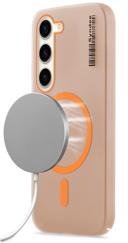 Image of Mr. Case Back Cover for Samsung S23 5G Sleek Frosted Translucent Back with Wireless Charging Support | Anti-Scratch Shockproof Phone Case - Orange