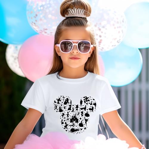 Image of Castle Fairy Shirt for Girls Cute Graphic Tee Kids Toddler Holiday Vacation T Shirts Trip Short Sleeves Summer Tops