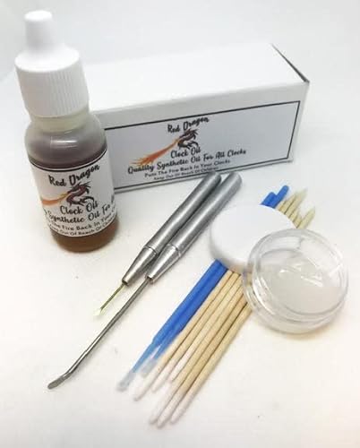 Clock Oil Kits; Red Dragon Clock Oil Kits Have All Tools to Clean and Oil All Mechanical Clocks, Includes Online Easy to Follow Instructions, with Email Help Provided When Needed.