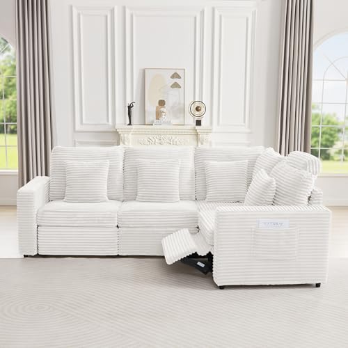 Image of RARZOE Modular Sectional Couch Armrests Module, Corduroy Armrests Modular Sofa Side Part for Living Room Modular Sectional Sofa Couch, White