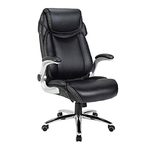 office chair Leather Office Chair Adjustable Built-in Lumbar rt and Tilt Angle High Back Executive Computer Desk Chair for Office Workers Students Lift and Adjust,Brown (Black)