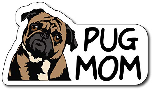 Decals by Haley Pug Mom Dog Lover Decal Bumper Sticker Peel and Stick for Windows Cars Trucks laptops