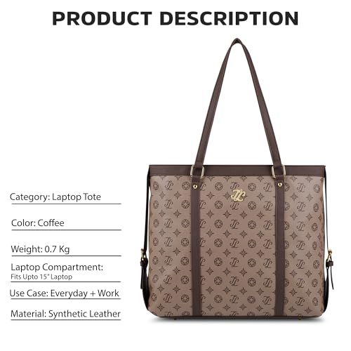 Image of Lavie Signature Women's Sandiego Monogram Tote Laptop Bag | Tote Laptop Bag for Work | Ladies Purse | Stylish Shoulder Bag | Gift for Women
