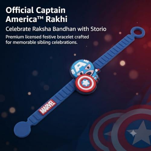 Image of Marvel Captain America Silicone Band Rakhi | Officially Licensed | Rakhi for Boys, Bhaiya, Bhai | Raksha Bandhan Gift
