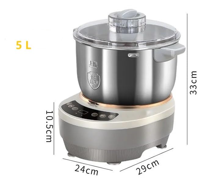 1000W Stand Mixer, 5L Stainless Steel Dough Mixer with 6-Speed Control & Timer - Alternative for Baking Bread, Pizza, Cookies