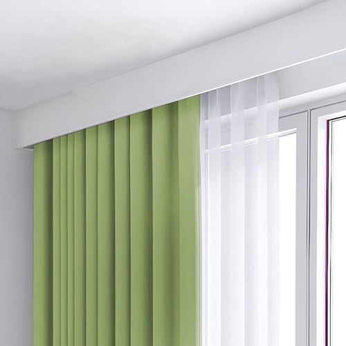 Kunovo Curtain Pelmet Curtain Pelmet Panel Box with Double Rails, Ceiling/Wall Mount Curtain Rail System Box, Indoor Blackout Drapes Cover for Room Divider(Wall Mount,2.4m/7.9ft)