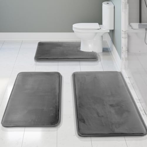Clara Clark Bathroom Rugs, Velvet Memory Foam Bath Mat, Non-Slip Bath Rugs, Machine Wash, Dries Quickly, Ultra Soft Plush Bath Mats for Bathroom, by Clara Clark - Image 2