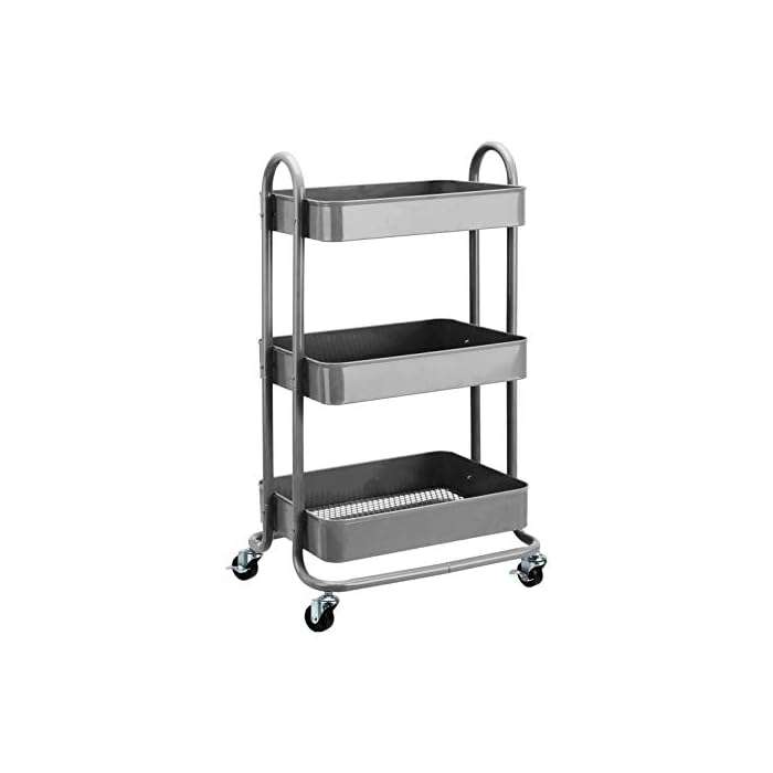 Amazon Basics 3Tier Rolling Utility or Kitchen Cart Charcoal