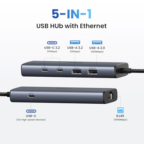 Ugreen 45321 Usb To Ethernet Adapter, 5 In 1 Usb Hub thumb #1