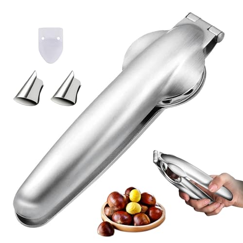 ONGNIUU Alicates Cortador de Castañas - Abridor de Castañas Acero Inoxidable Multiusos, Cascanueces para Pelar Castañas, Nueces, Avellanas y Frutos Secos - Herramienta de Cocina Ideal como Regalo