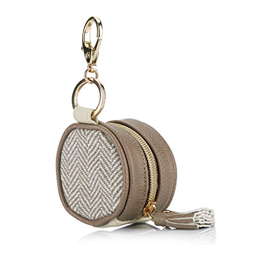 Image of Itzy Ritzy Pacifier Holder Case with Clip - Pacifier Case Includes Clasp to Easily Attach to a Diaper Bag or Purse, Measures 2.5 inch in Diameter and Holds 2 Pacifiers (Vanilla Latte)