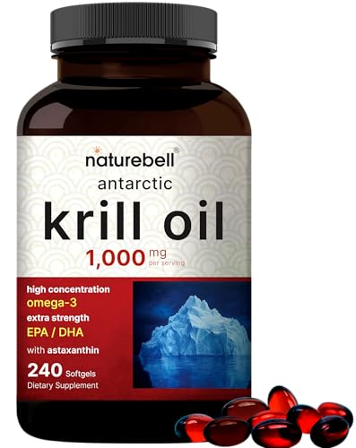 Naturebell Antarctic Krill Oil 1000mg Supplement 240 Softgels Natural Source ...