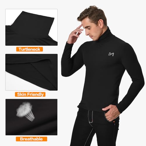 MEETYOO Herren Thermounterwäsche Oberteile, Thermoshirt Langarm Kompressionsshirt Funktionsshirt Atmungsaktiv Thermounterhemd Männer Sportshirt für Running Fitness Gym