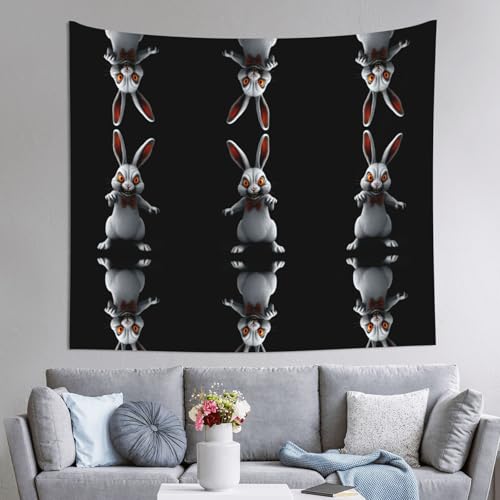 AKGFFDS Arazzo con stampa di coniglio zombie, 152,4 x 129,5 cm, morbido, leggero, per uso interno ed esterno. per camera da letto, dormitorio, telo da spiaggia, telo da picnic