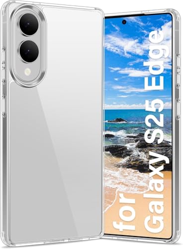 Image of REALCASE Silicone Samsung S25 Edge 5G Back Cover Case, Scratch Resistant Protective Crystal Clear Transparent Shock Proof Bumper Back Cover Case for Samsung Galaxy S25 Edge 5G