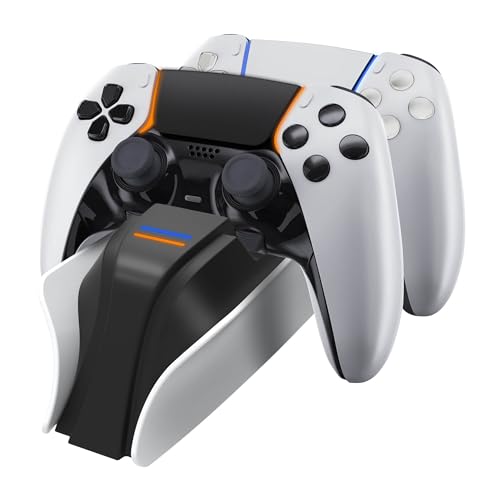 snakebyte Twin:Charge 5 - schwarz - Ladestation für 2X PlayStation 5 DualSense Controller, 2 Std. Schnellladung für Wireless Controller, Type-C Kabel, LED-Ladestatusanzeige, PS5 Design