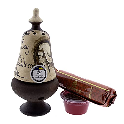 CERÁMICA RAMBLEÑA | Incensario cerámica | Incensario para casa | Incensarios Barro | Incensarios Originales | Incensario Campana Soy Costalero | 8.5x8.5x19 cm | Accesorios INCLUIDOS
