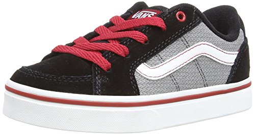  Vans Y Transistor (Suède) - Sneaker unisex bambino - Nero (Black/Red), 37