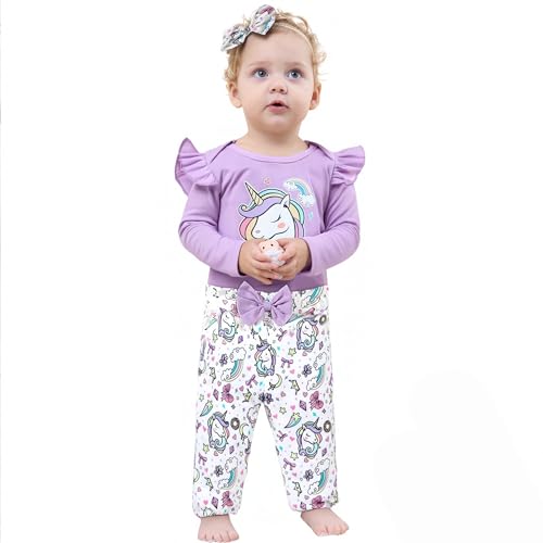 Image of DISAUR Toddler Girl Clothes Cute Leopard Ruffle Sweater Infant Girl Clothes Outfits Long Sleeve Tops Pants Set