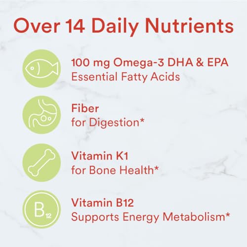 SmartyPants Kids Multivitamin Gummies and Fiber Supplement: Vitamin D3, C, Vitamin B12, B6, A, Zinc, Biotin, Inositol, Fiber Gummies, Three Fruit Flavors, 120 Count (30 Day Supply) - Image 6