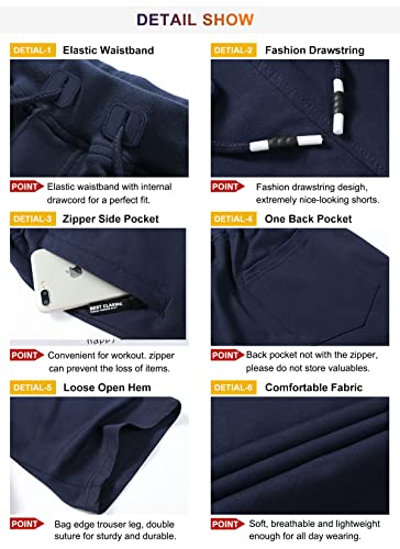 Image of Boyzn Men's 2 Pack Athletic Shorts Comfortable Cotton Workout Shorts Elastic Waist Running Shorts with Zipper Pockets