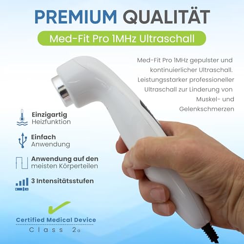 Med-Fit Pro Duo-Sonic Physiotherapiegerät mit gepulster und kontinuierlicher Leistung zur Linderung von Muskelschmerzen bei akuten und chronischen Erkrankungen. Ideal für alle Gelenkschmerzen.