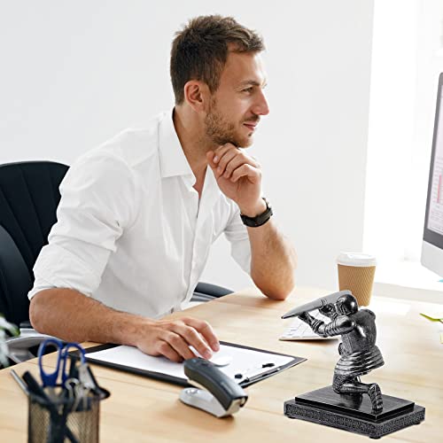 Spakon Knight Pen Holder with 2 Pens Resin Desk Organizers and Accessories Funny Executive Pen Stand Fancy Cool Office Gadgets Cool Desk Decorations for Men Home Office Supplies Holiday Present