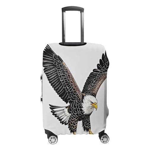 Sketch of Bald Eagle Diving Elastic Luggage Cover Suitcase Protector for 19-32 Inch Suitcases | Universal Stretchable Travel Bag Cover | Anti-Scratch, Washable with Zipper Closure XL4
